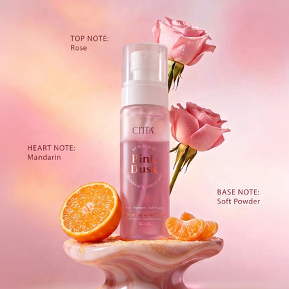  pink dusk skin scent body mist with rose mandarin and soft musk inspired notes