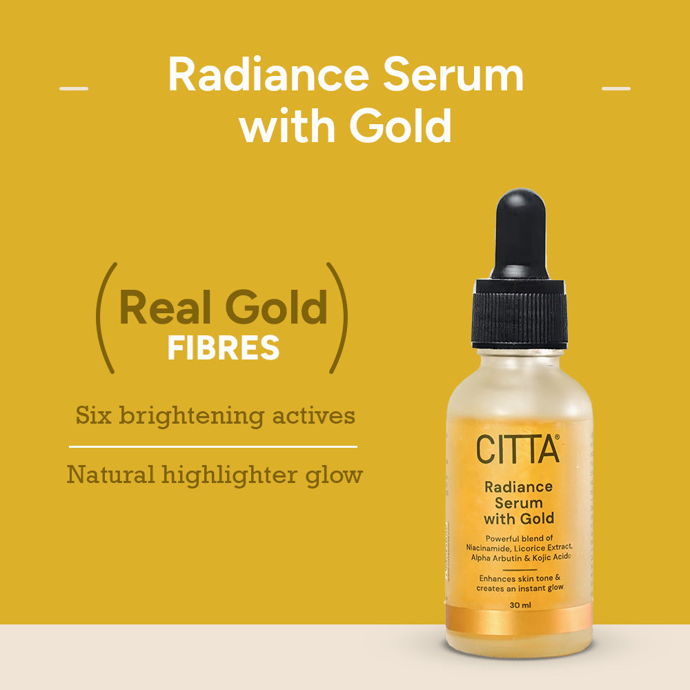 Radiance Gold Serum for Face with Niacinamide, Kojic Acid & Alpha Arbutin – 24k Gold Face Serum for Instant Natural Glow