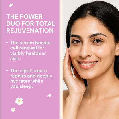  Regenerative serum and night cream duo for glowing youthful rejuvenated skin