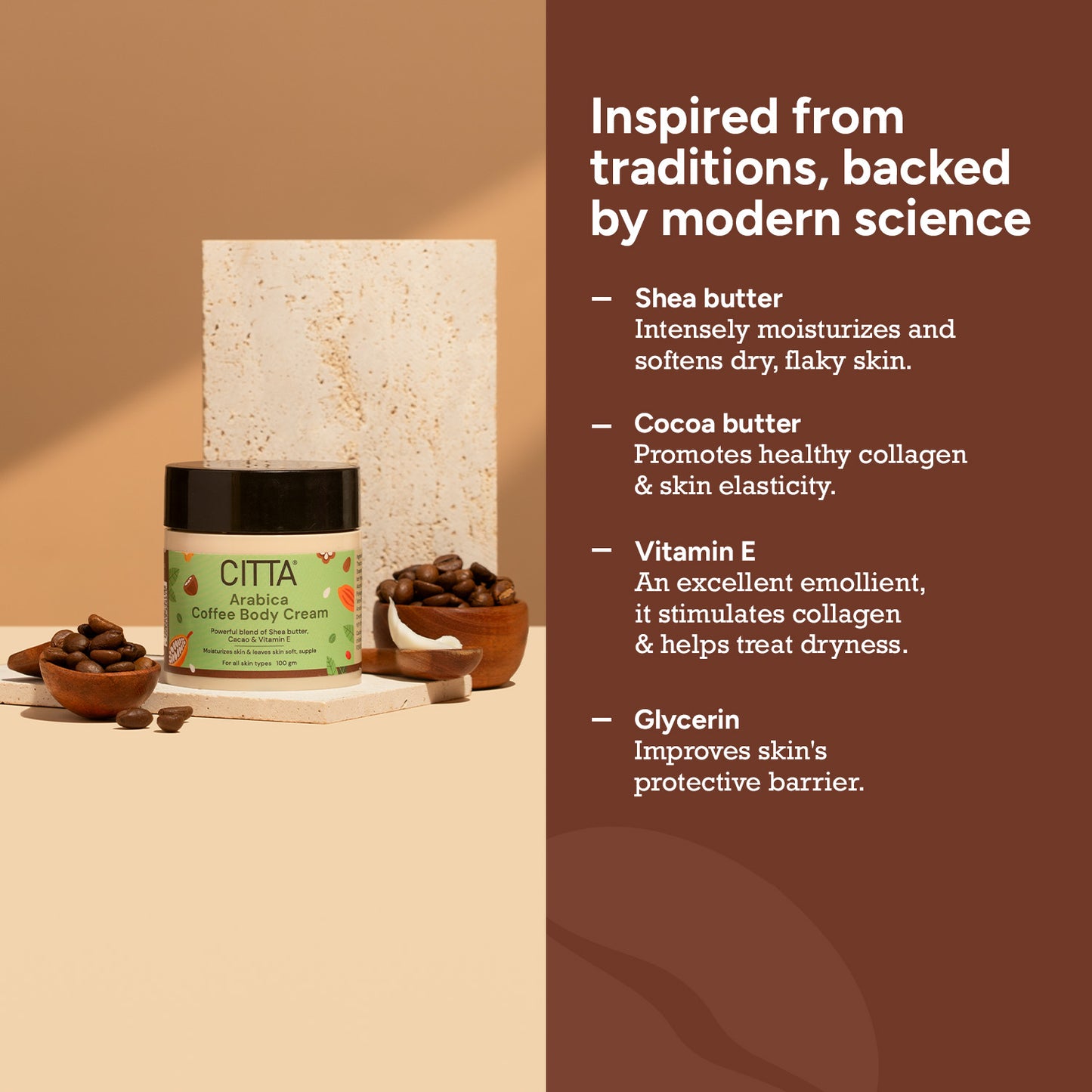 100gm $$** Shea butter and cocoa butter body cream with vitamin E and glycerin for soft, elastic and healthy skin