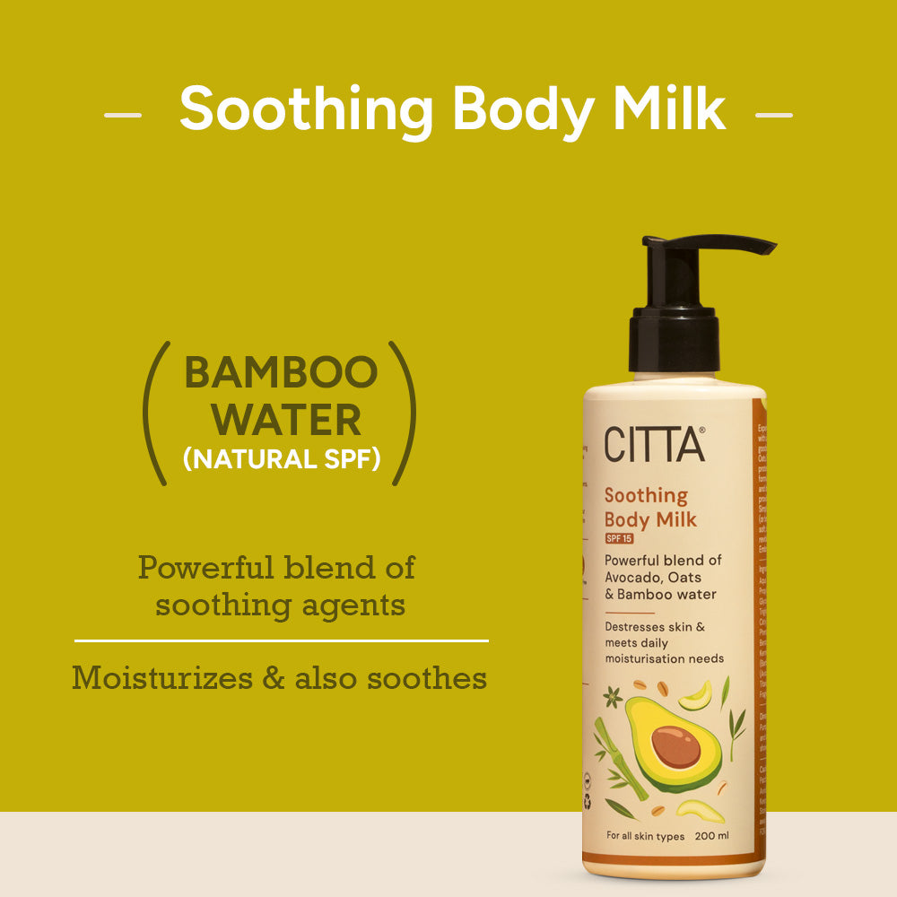 Soothing Body Milk with Bamboo Water and SPF 15 | Natural body lotion for hydration and sun protection