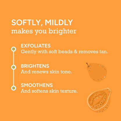 tan removal face scrub – soft beads for mild exfoliation, brightens skin tone & softens texture
