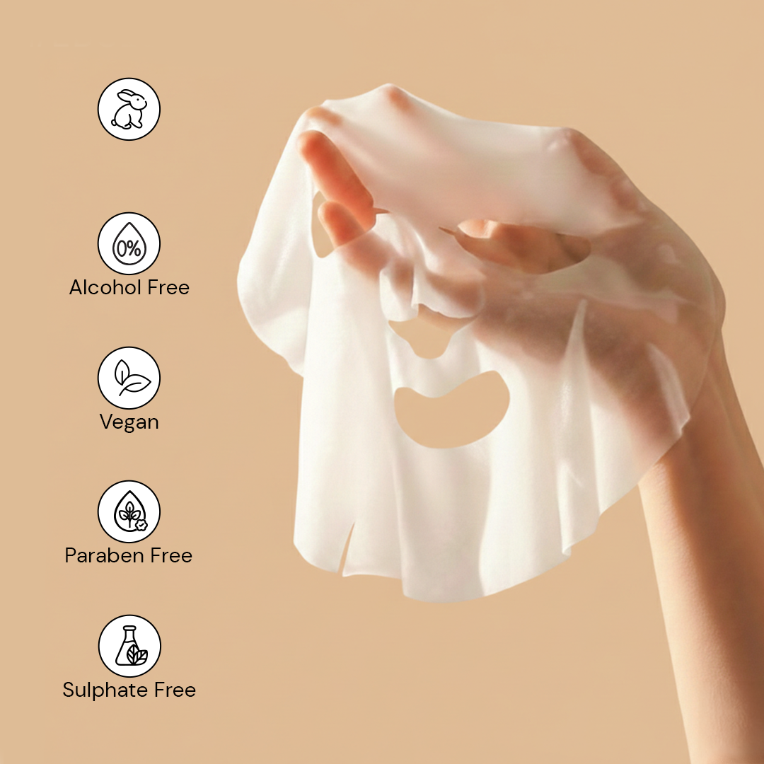 Pack of 1 $$** Vegan brightening sheet mask free from alcohol parabens sulphates and cruelty ingredients