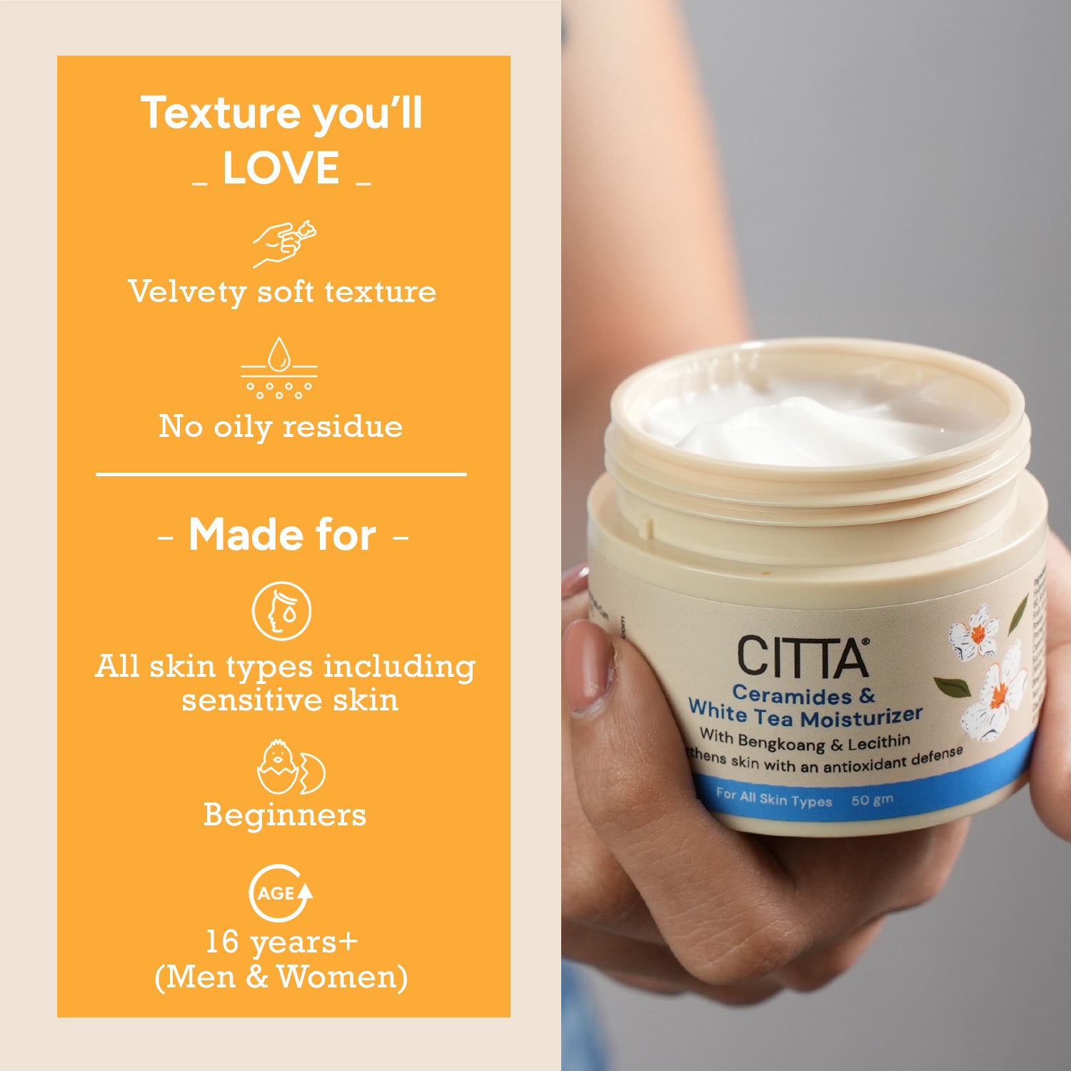  Velvety soft ceramide cream suitable for all skin types including sensitive skin and beginners