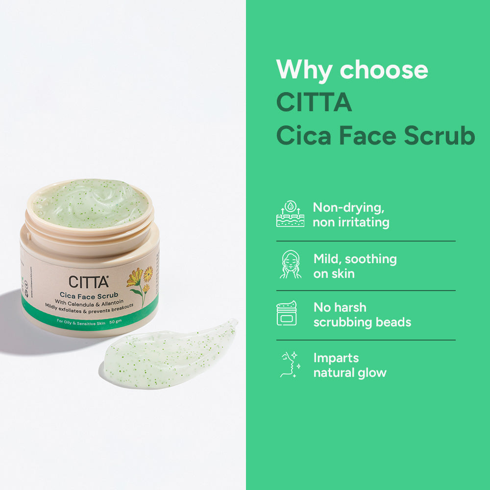 Why Choose CITTA Cica Exfoliating Face Scrub? Gentle, Non-Drying Exfoliating Face Scrub with Frosty Light Texture. Perfect for Men and Women for Smooth, Calm Skin.