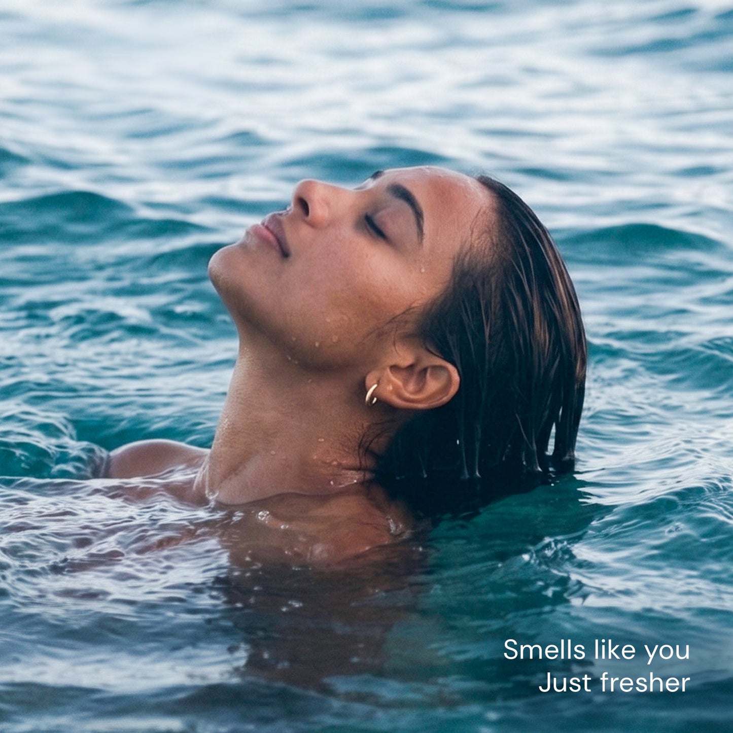 Salt Air $$** Woman enjoying the refreshing feel of Salt Air Skin Scent Body Mist after water exposure