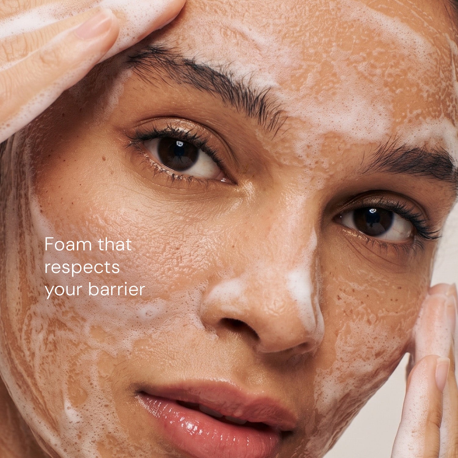 Foaming face wash designed for gentle cleansing while supporting skin barrier comfort