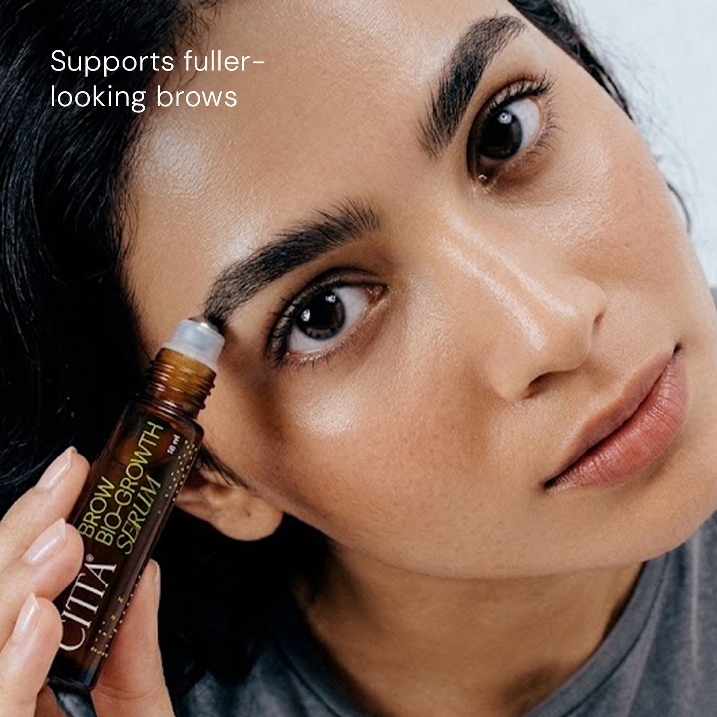 Applying brow growth serum to support fuller-looking and healthier eyebrows