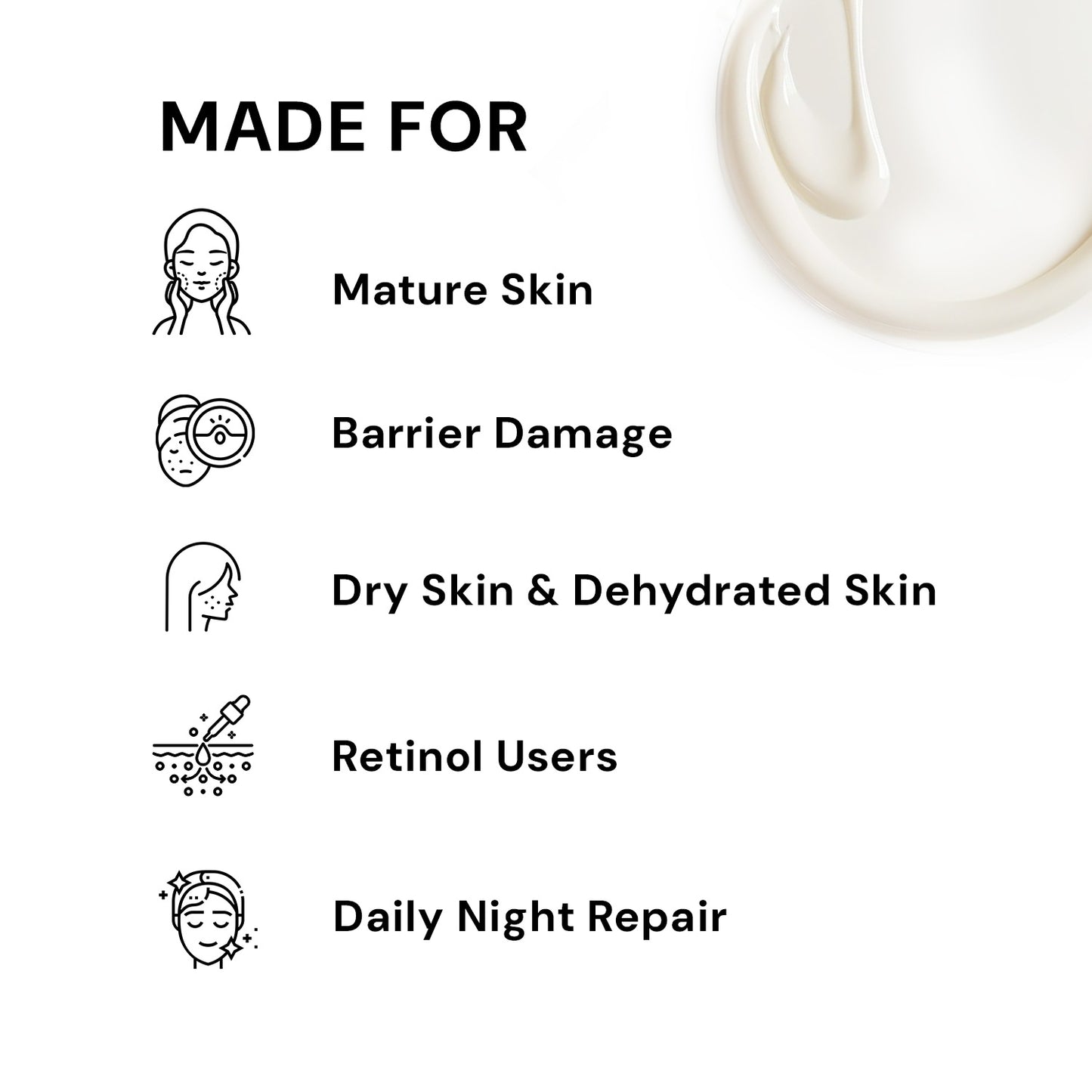 Ceramide night cream for mature skin, dry skin and compromised skin barrier repair