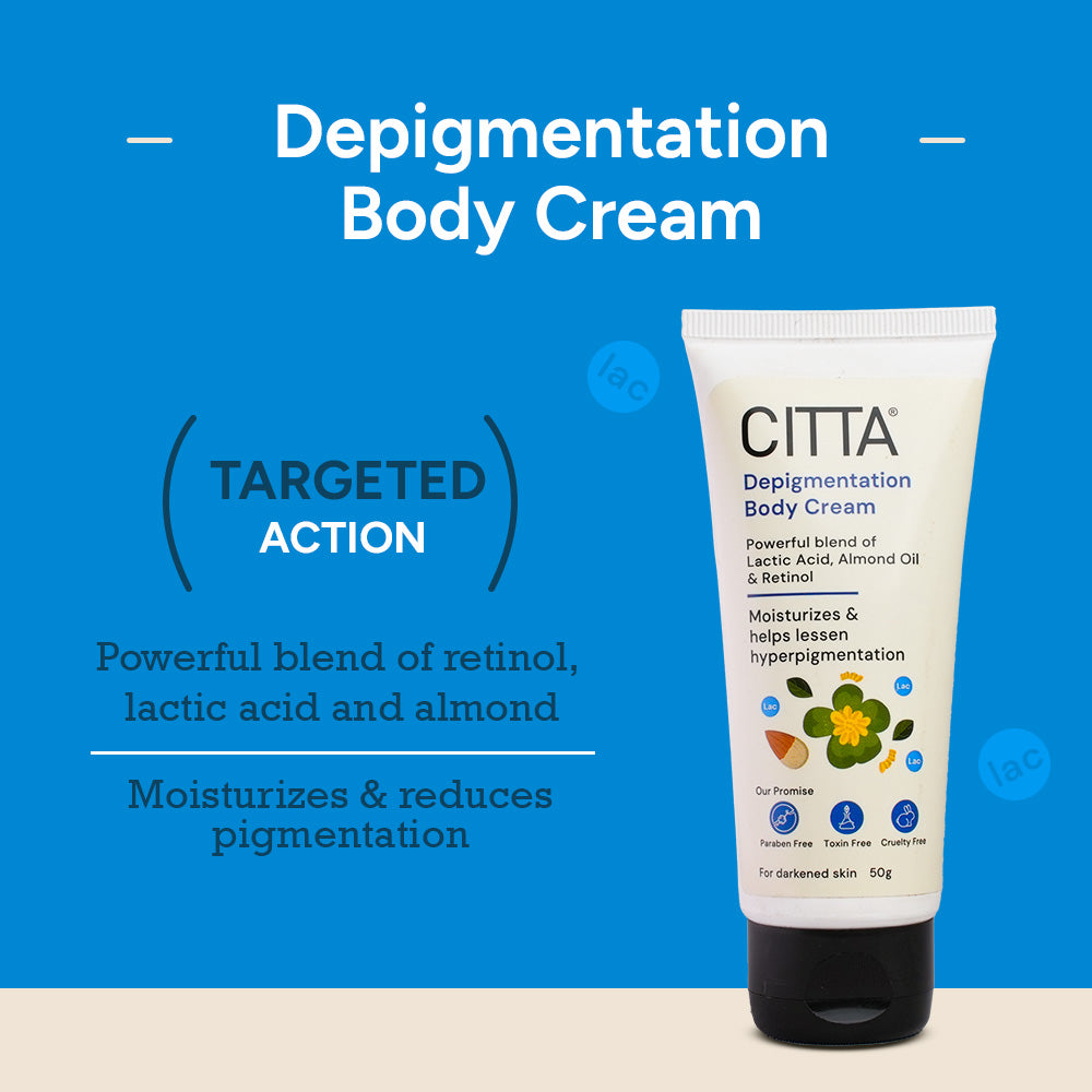 depigmentation body cream with retinol, lactic acid and almond – moisturizes skin and reduces pigmentation