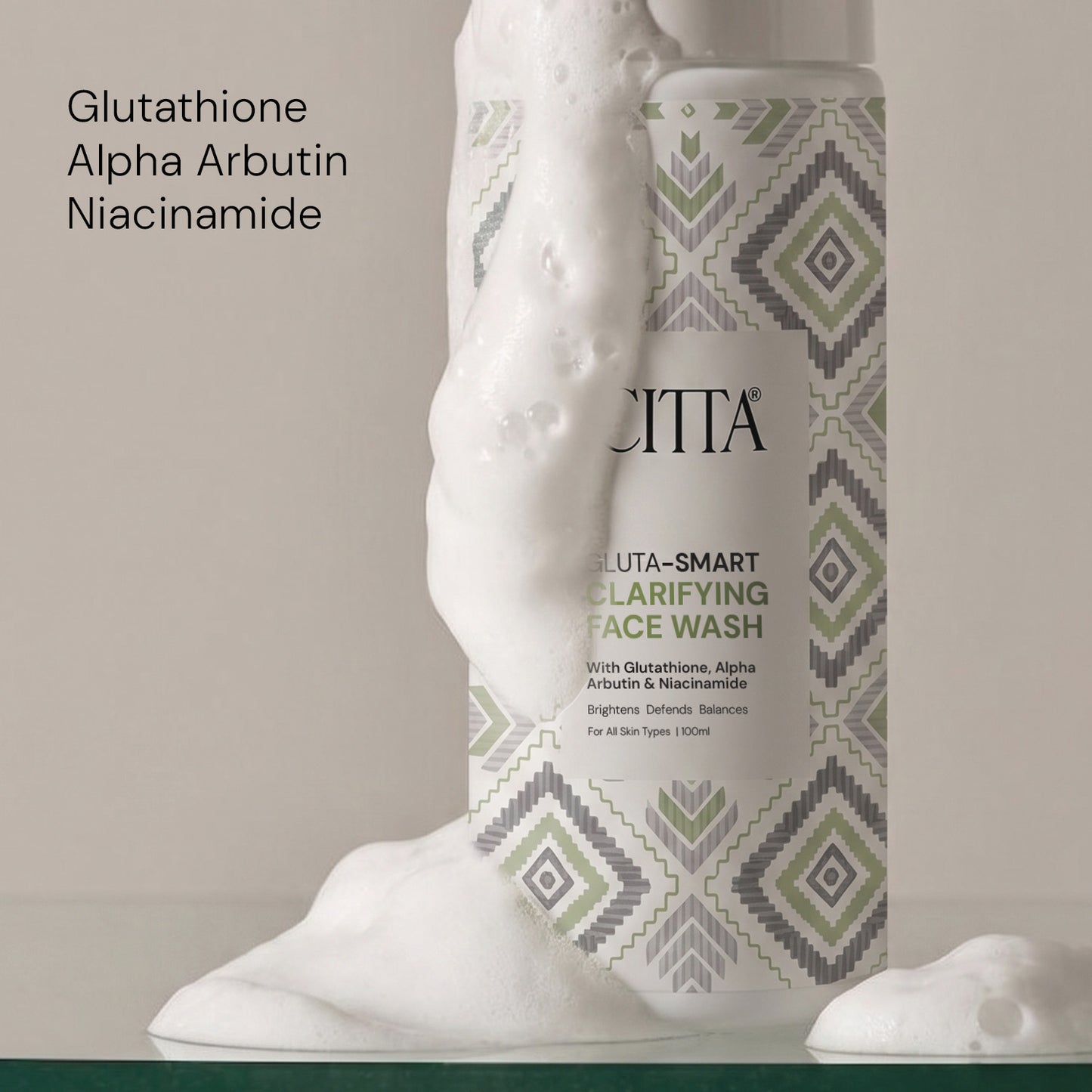 Glutathione face wash with Alpha Arbutin and Niacinamide for brighter-looking skin