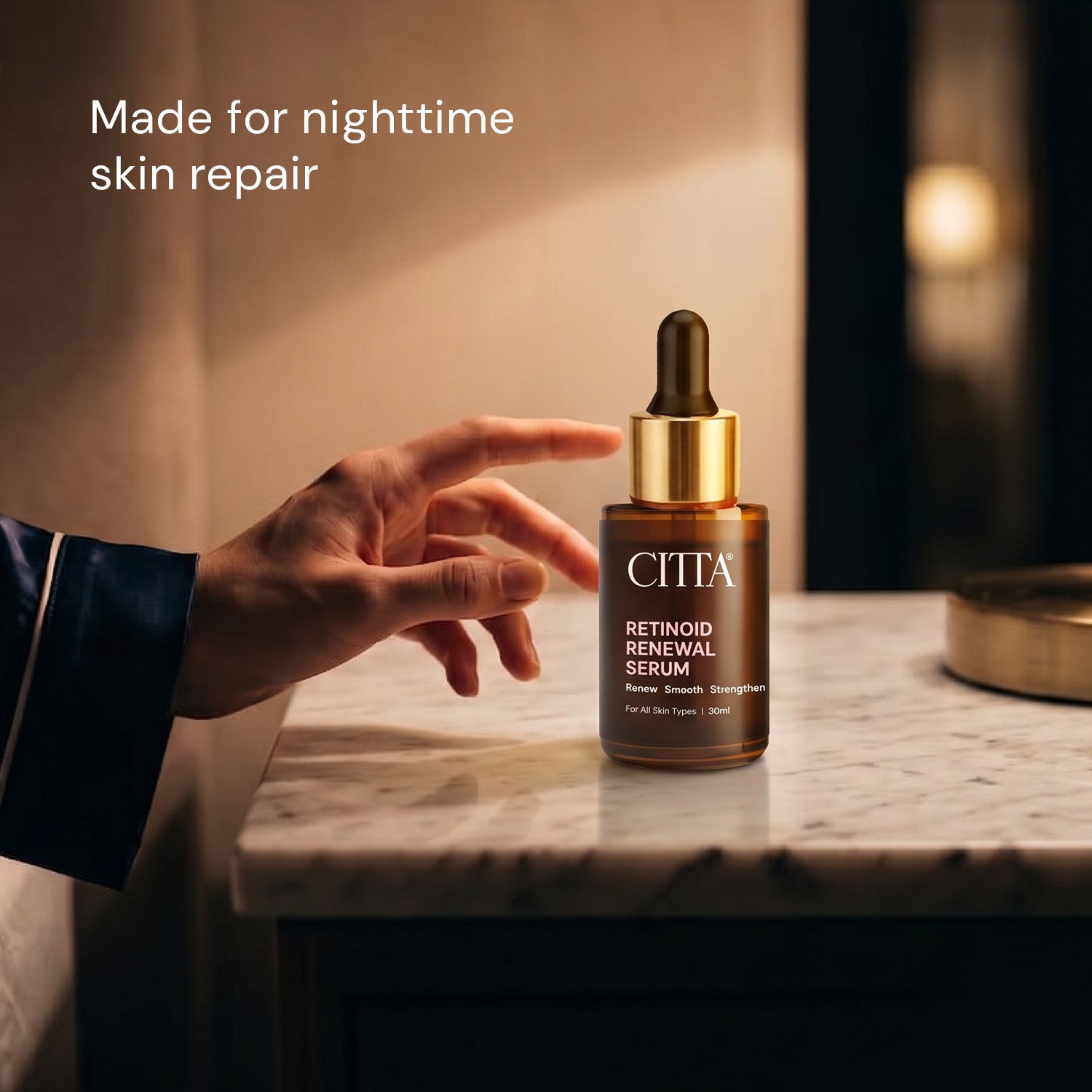 CITTA lightweight night serum for smoother skin and even skin tone